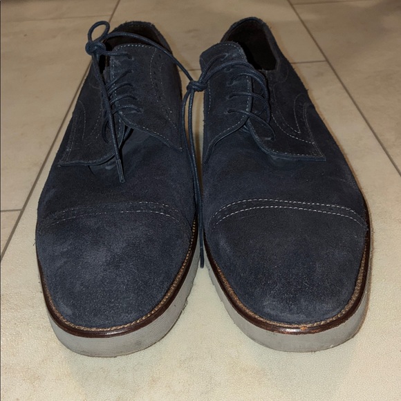 Calibrate Men\'s High End Navy Suede Oxford Shoes Made for Nordstrom Size 12 main image 4